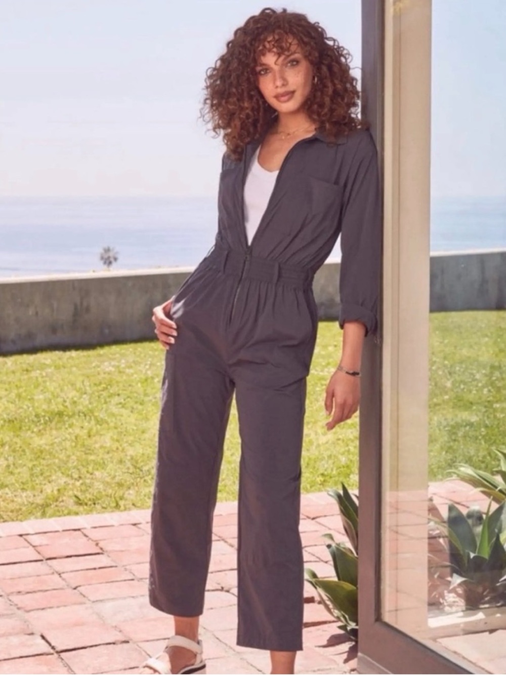 Rivet Utility Grey Long Sleeve Jumpsuit
